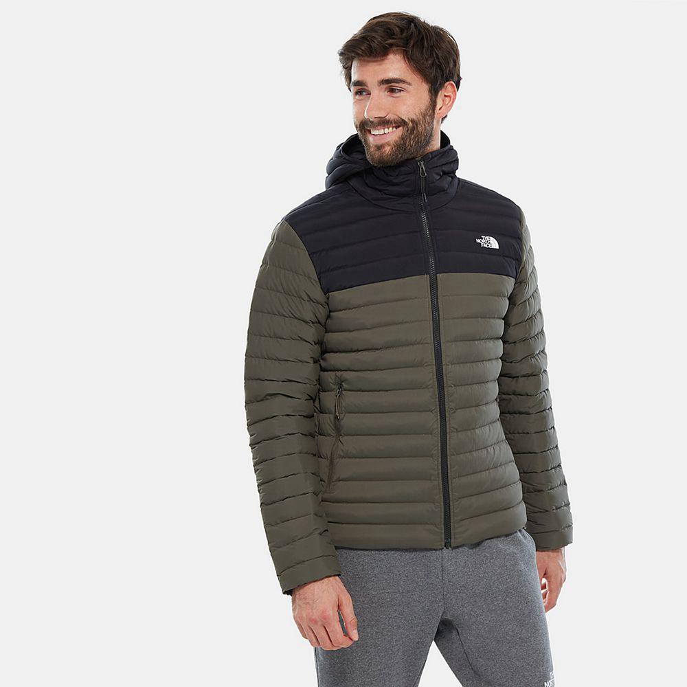 The North Face Stretch Hooded Ανδρικα Μπουφάν Πουπουλένια - Πρασινο / Μαυρα (TGCF67415)